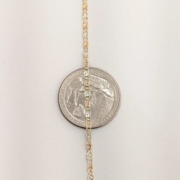 10kt Real Gold Tricolor Valentino chain 2.2 mm 20 inches